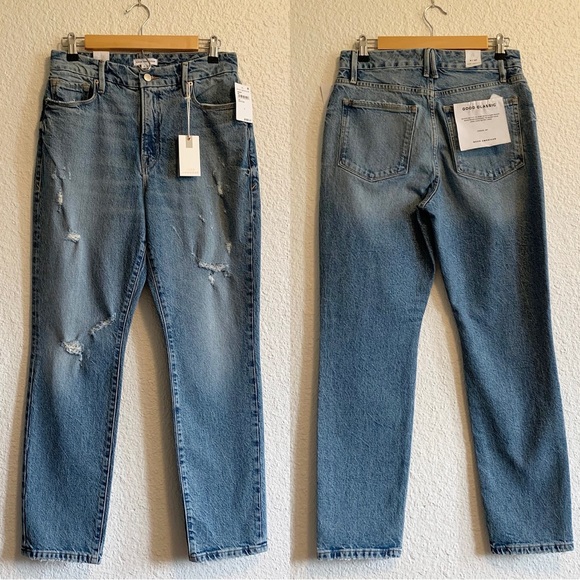 Good American Good Classic Light Wash High Waist Distressed Jeans Women’s 6 - Picture 2 of 6